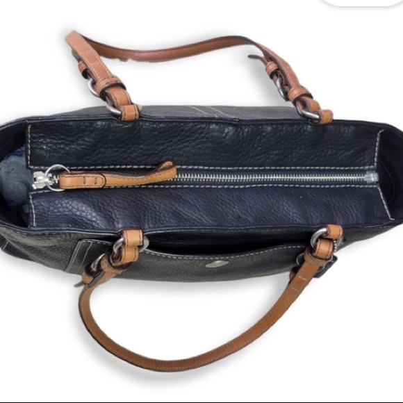 SOLD COACH Chelsea black leather shoulder bag with brown leather straps F10892 - Picture 2 of 10